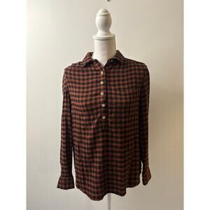 BeachLunchLounge Grunge Brown and Black Checked Loose Shirt Size XS